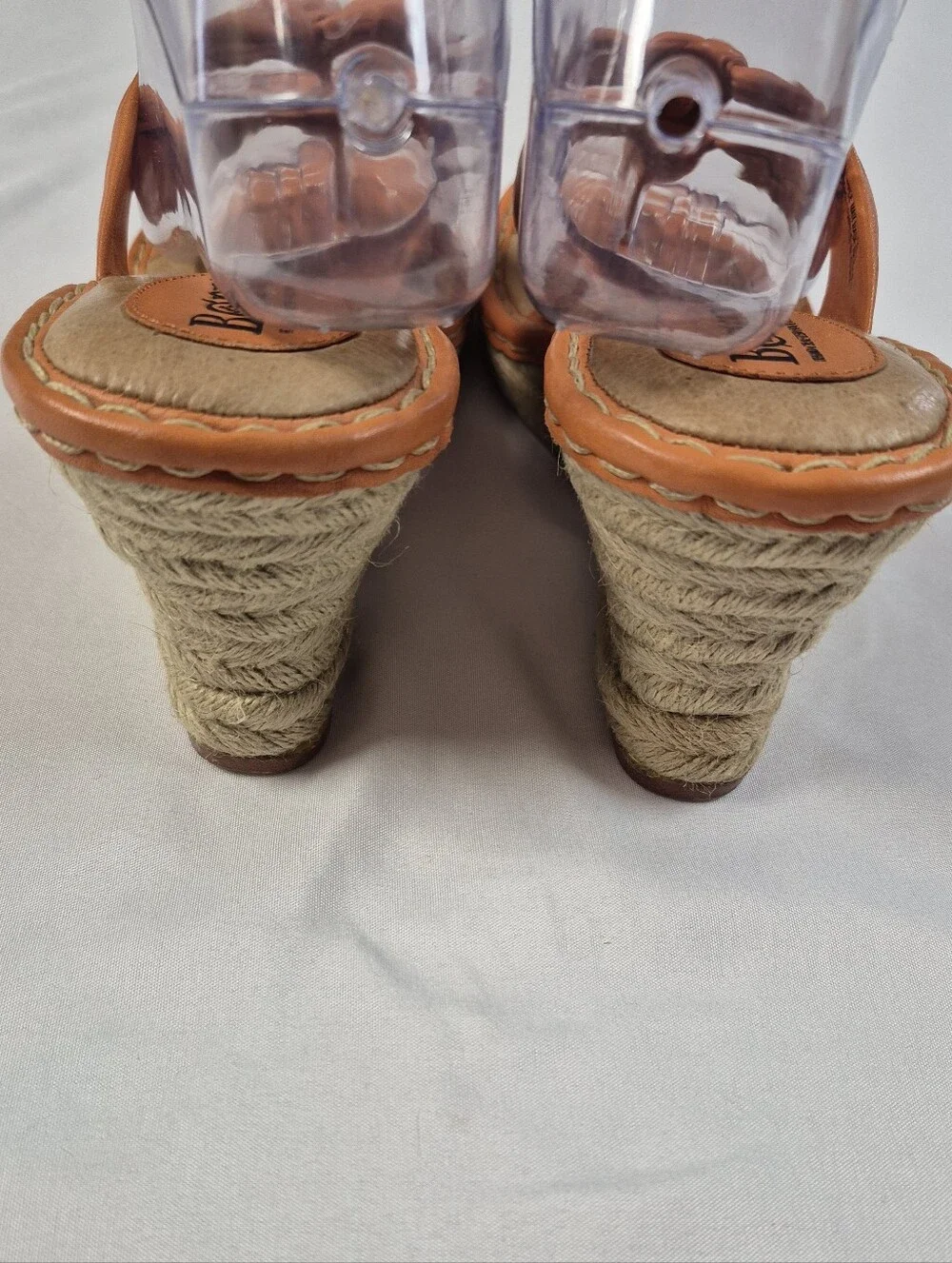 Born Cetina Orange Knotted Wedge Espadrille Sandals Size 8